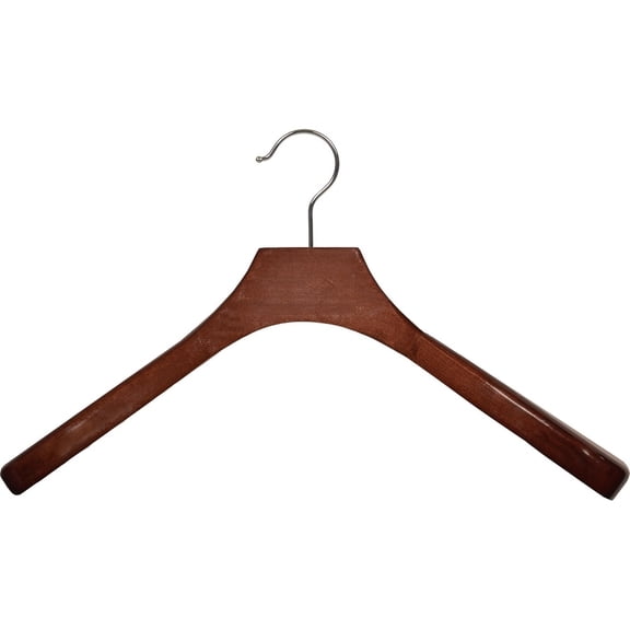 The Great American Hanger Company Deluxe Wooden Coat Hanger with Walnut Finish and Chrome Swivel Hook, Large Contoured Jacket Hanger with 2 Inch Wide