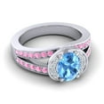 thumbnail image 3 of 2.35 T.C.W Unique Oval Cut Blue Topaz & Pink Sapphire Gemstone Wedding Ring for her Solid 14K White Gold Size 5.5 by Diamond-Capitals, 3 of 8