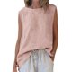 thumbnail image 2 of Craaazy Women Casual Sleeveless Tank Top, Solid Color Loose Fit Round Neck Vest, High Low Hem Asymmetric Top for Daily Wear Gifts, 2 of 7