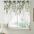 thumbnail image 2 of Sage Green Eucalyptus Leaves Swag Valances for Windows 2 Pack, Kitchen Window Curtains 36 Inch Length, Spring Botanical Floral Privacy Swag Curtains for Living Room/Bathroom with Rod Pocket 36"x36", 2 of 8