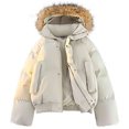 thumbnail image 2 of YueHuiYing Men's Solid Color Stylish Hooded Detachable Collar Thickened And Warm Padded Coat Long-sleeved Jacket., 2 of 8