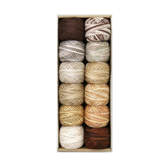 Valdani Pearl Cotton Ball Size 8 73yd Beige and Browns