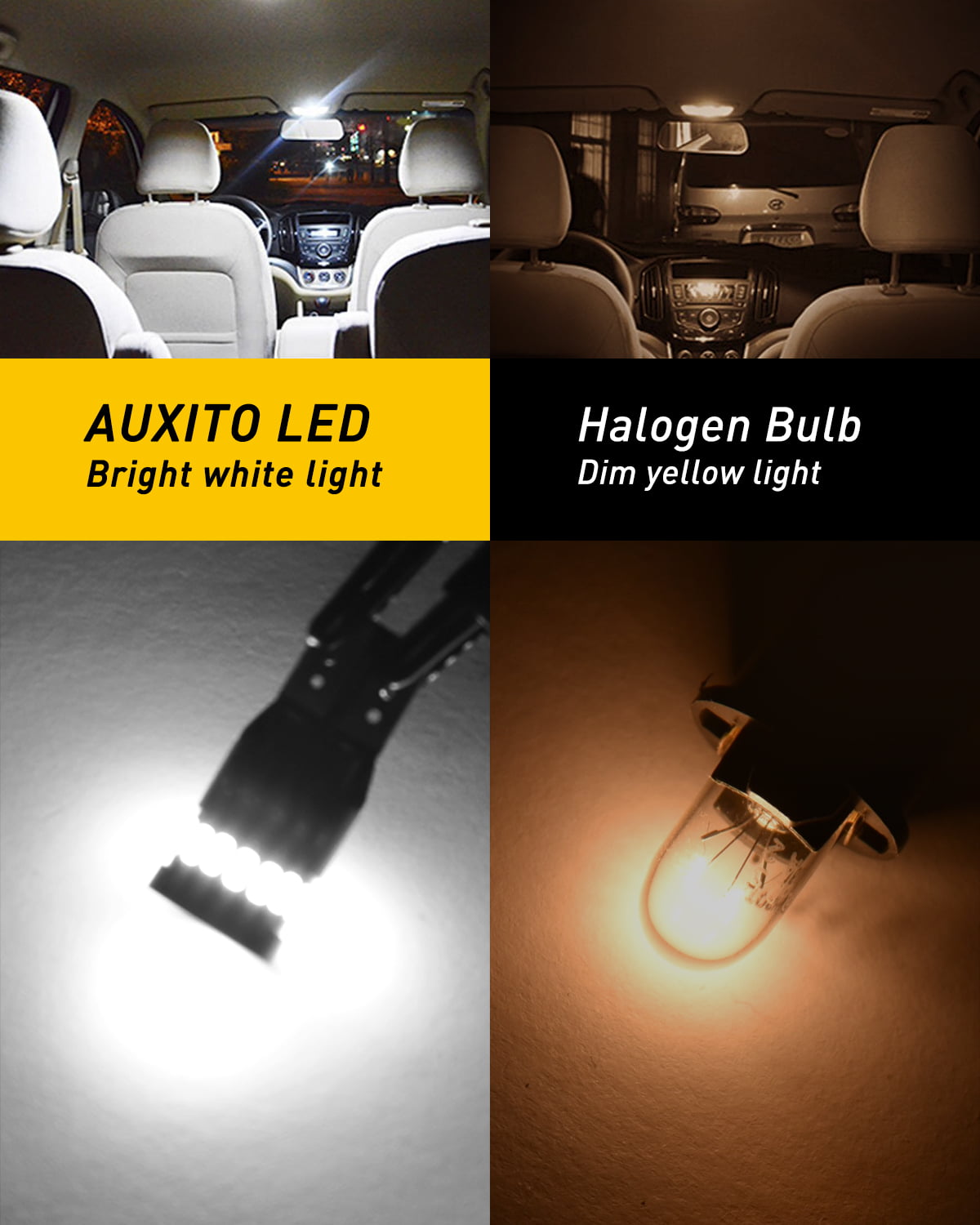 Black UV Ultraviolet 168 194 2825 T10 LED Bulbs For Car Interior
