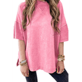 thumbnail image 3 of Camiseta Básica Informal de Verano de Corta con Aberturas Laterales Extragrandes, Color Rosa, Talla L, 3 of 7