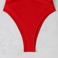 thumbnail image 5 of Mceream Women's High Waisted Drawstring Adjustment Bikinis Gathering Onepiece Swimsuit Red XL, 5 of 7