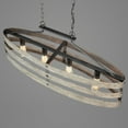 thumbnail image 3 of Progress Lighting Gulliver 4-Light Linear Chandelier, Graphite, Open Design, Galvanized with Antique White Accents, Wood Grained Texture, 3 of 17