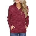 thumbnail image 1 of Sudadera con capucha para mujer Sudadera con capucha de color sólido Manga larga Cuello con cremallera Top suelto informal de otoño, Rojo vino, M sidaley AP003716-22, 1 of 7