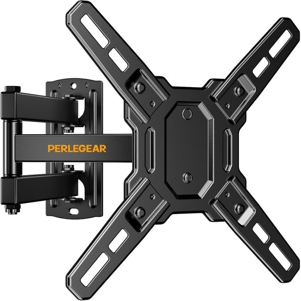 Perlegear Soporte de pared para TV de movimiento completo para la mayoría de televisores y monitores de pantalla curva plana LED LCD de 13 a 42 pulgadas, extensión de inclinación giratoria con brazos