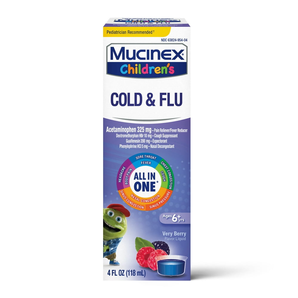 Mucinex Children's Cold, Cough, & Sore Throat Liquid, Mixed Berry, 4oz