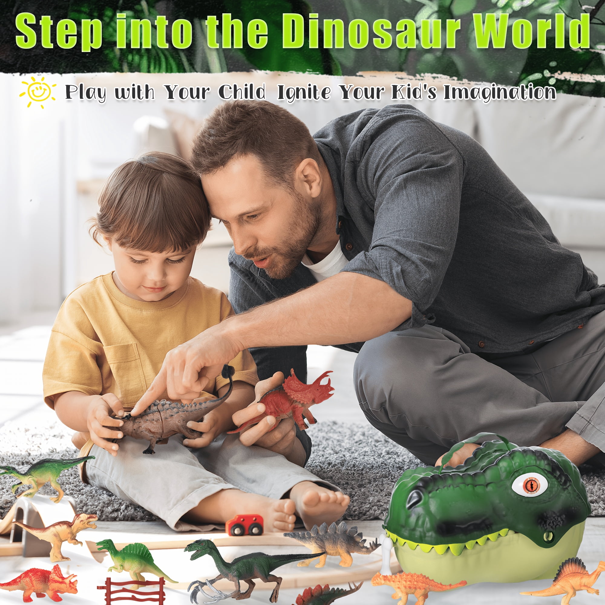 46pcs Dinosaur Toys Playset for Kids- 26Pack Realistic Jurassic Dinosaurs Figures with Eggs&Trees&Fence, Educational Play Figure Playset for, Create a Simulation Dinosaur World, Gift for Boys