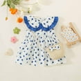 thumbnail image 2 of Lovskoo Boho Baby Dress Toddler Girl Summer Out Lace Doll Collar Bow Sleeveless Floral with Hat for 1-4 Years Baby Clothes Blue, 2 of 9