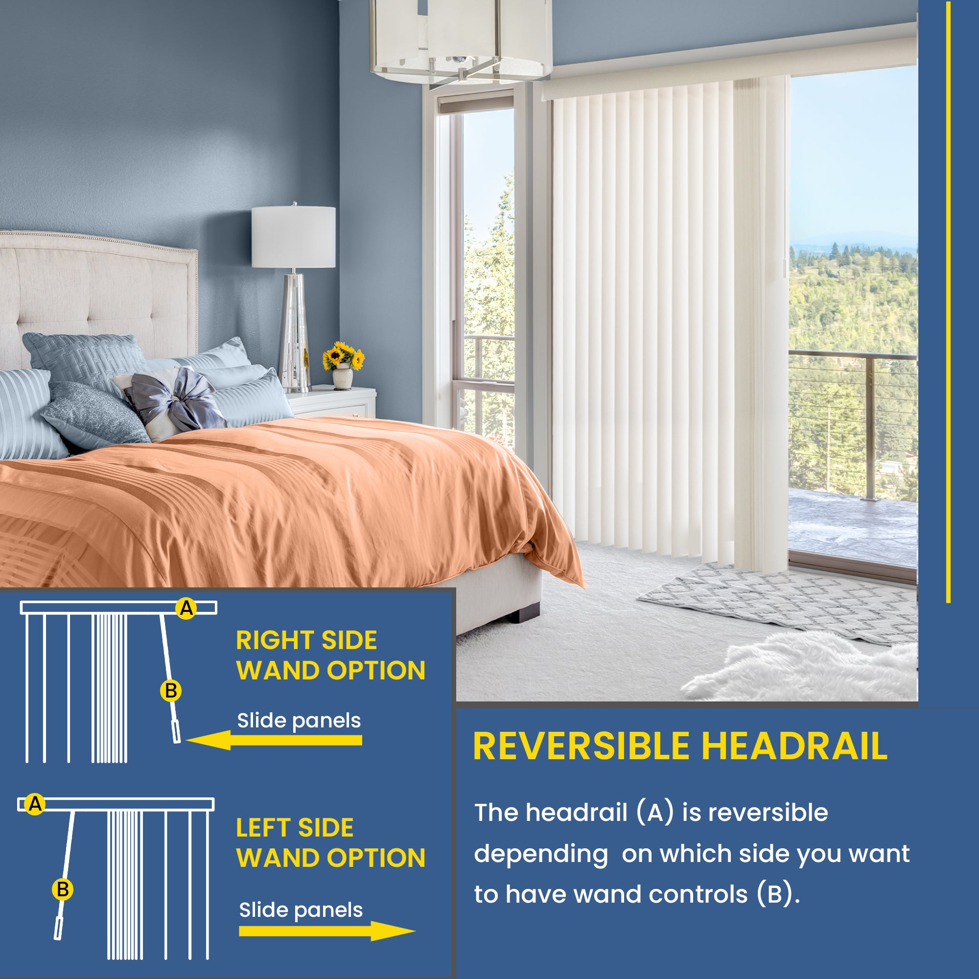YELLOW BLINDS Cream Cordless PVC Vertical Blinds for Large Windows & Sliding Glass Doors, 78” W x 84” H, Light Filtering or Room Darkening, Easy Install, Modern Valance, Moisture-Resistant Shades