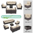 thumbnail image 3 of ALAULM 9 Pieces Patio Conversation Furniture Set Outdoor Sectional Sofa Sets W/Cushions Brown PE Rattan, Sand, 3 of 7