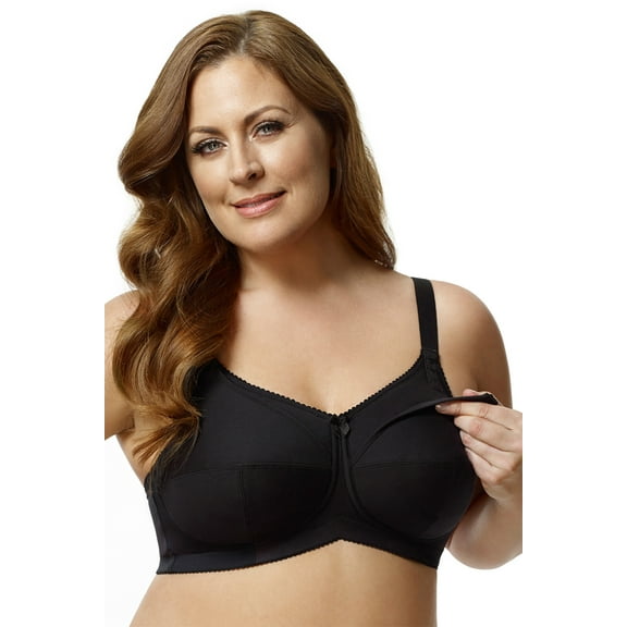 Women's Elila 1613 Cotton Cup Wireless Soft Cup Nursing Bra (Black 40E)