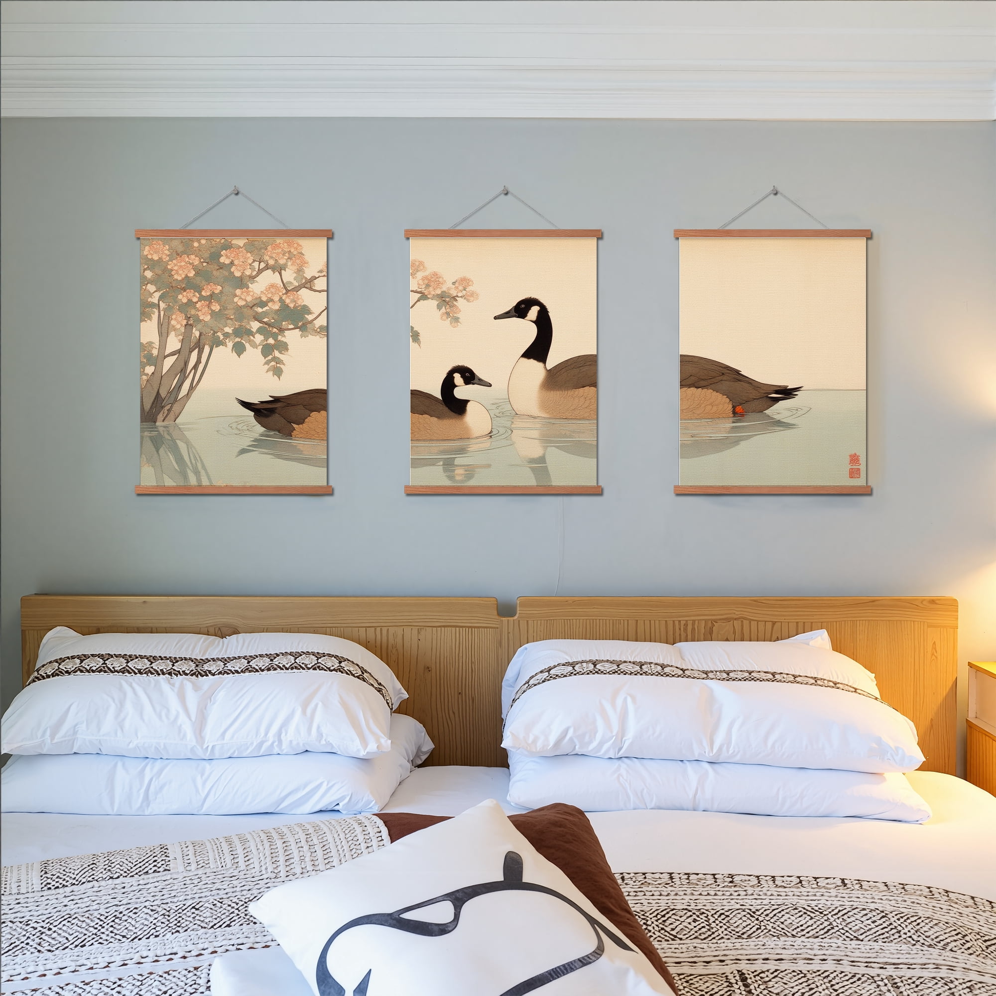 MAYEERTY Modern Abstract Wall Art Painting, Living Room Decor, Brown Hanging Rod Frame, 23.6"x15.8"