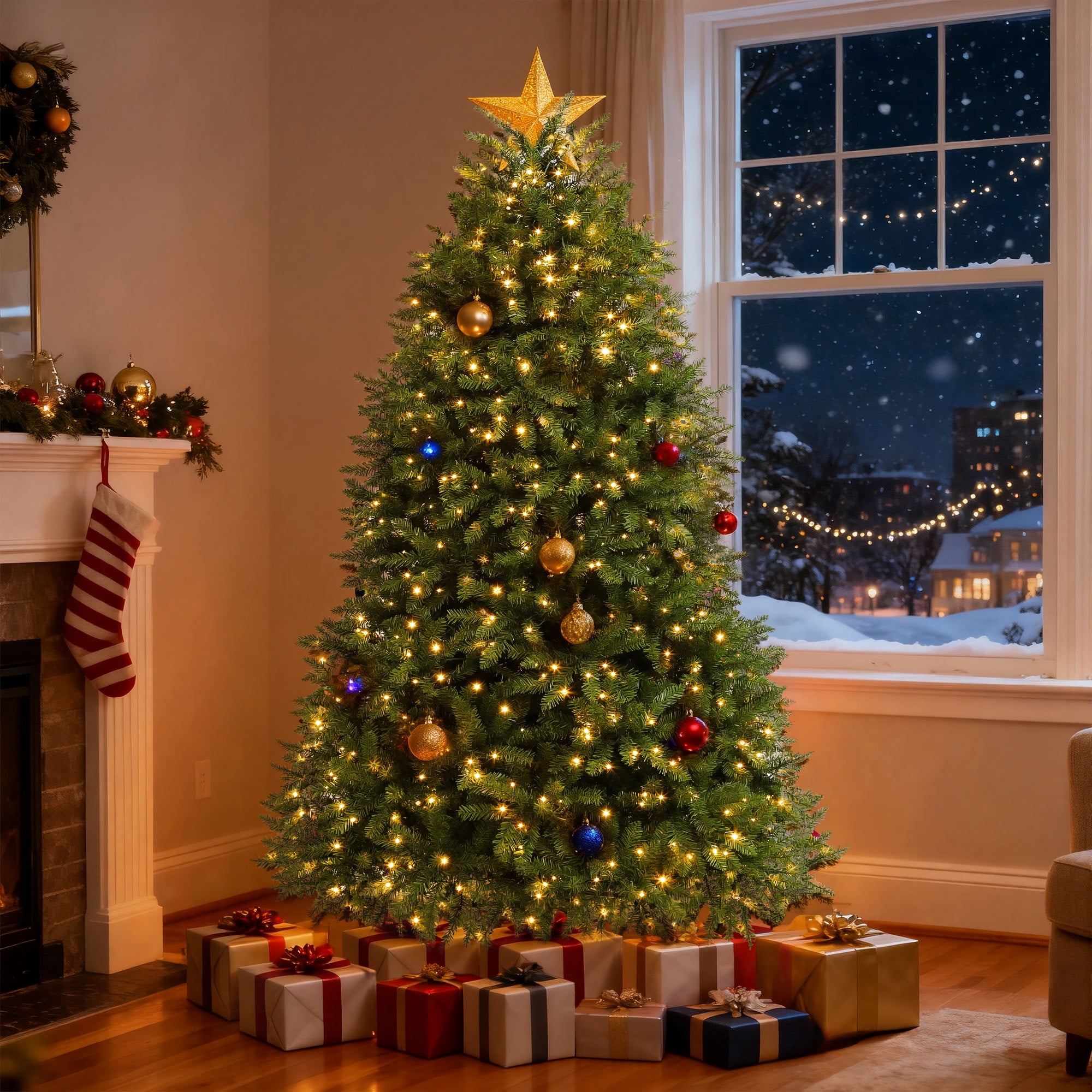 Dextrus 6ft Pre-Lit Artificial Christmas Tree, Extra Full Christmas ...