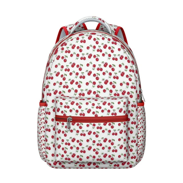 Sac à Dos Étudiant Fruits de Cerise Motif Mignon de Cerises Rouges Sac d'École avec Imprimé Esthétique Sucré pour les Amateurs de Cerises et Illustration Inspirée des Bonbons