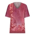thumbnail image 4 of up to 60% off Gifts Usmixi Womens Tops Plus Size Comfort Breathable Vintage Graphics Tshirts Summer Cute Floral V-Neck Short Sleeve Blouses Red XXXL, 4 of 5