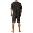 thumbnail image 3 of INSPIRE CHIC Men's Summer Short Sleeves Crew Neck with Pockets Nightwear Pajama Set M Black, 3 of 5