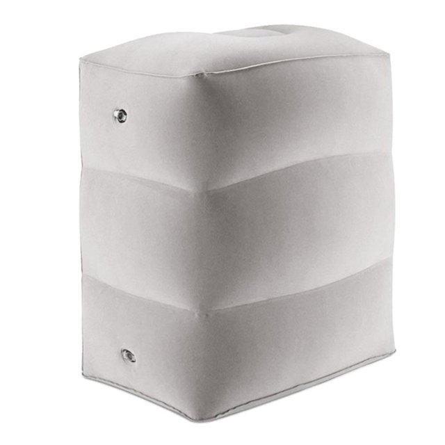 Almohada inflable para reposapiés, almohada para dormir, reposapiés para coche y avión (gris claro)