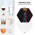 thumbnail image 6 of Vsdgher Neon Psychedelic Giraffe Leather Coasters for Drinks, Durable Drink Coasters 4 Set for Tabletop Protection, Luxurious Home Décor and Housewarming Gift-Hexagon, 6 of 6