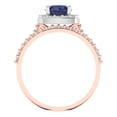 thumbnail image 4 of Clara Pucci 18K Rose/White Gold Round Cut 1Ct Simulated Blue Sapphire Engagement Ring + Matching Band - Luxury Box Included, 4 of 7