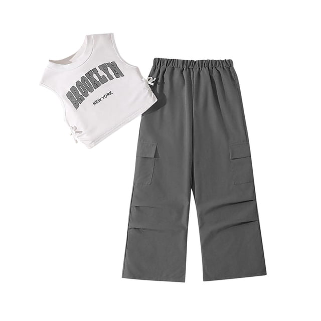 RXIRUCGD 2025 Vêtements d'Été pour Enfants Mode Ensemble Deux Pièces Manches Courtes Col Rond Pantalon Décontracté
