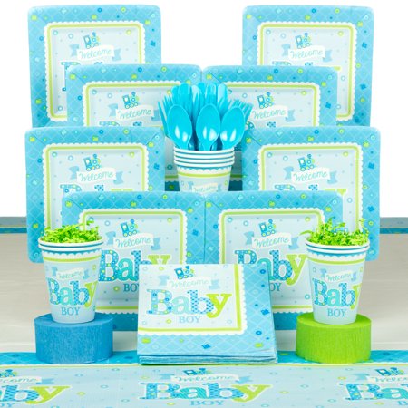 Welcome Little One Boy Baby Shower Deluxe Tableware Kit Serves 8
