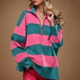 thumbnail image 4 of LOVZFMLL Sweaters for Women, Acrylic V-Neck Ribbed Pullover Striped Color Block Fashion Polo Loose Long Sleeve Tops Warm Fall Winter Clothes, 4 of 8