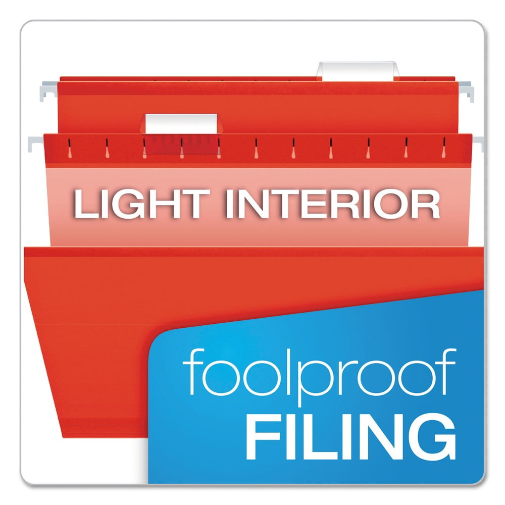 Pendaflex 415315RED Reinforced Hanging File Folders- Kraft- Legal- Red- 25/Box