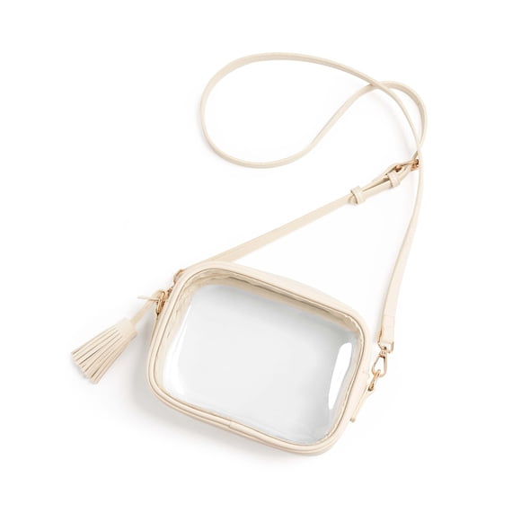 Bandolera transparente Yarnic Clear Stadium Approved, color crema