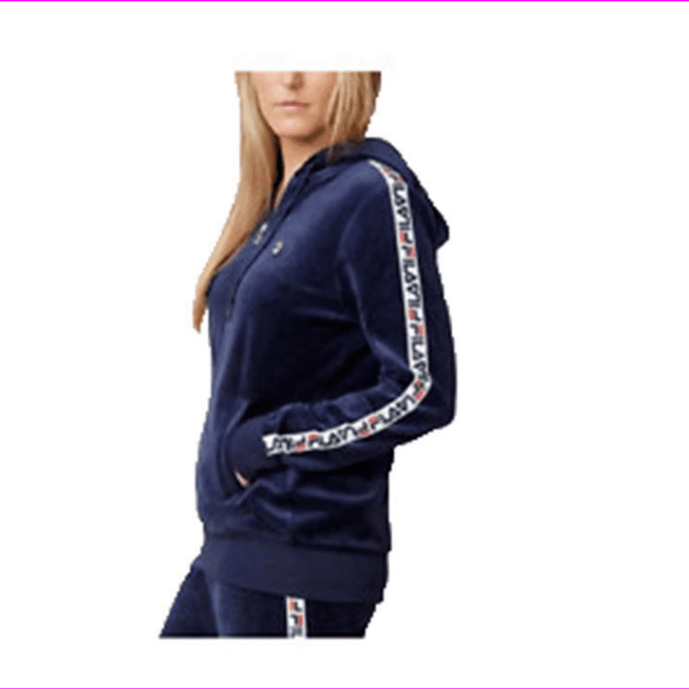 Fila Women's Colorblock Velour Full Zip Track Suit Jacket M/Navy