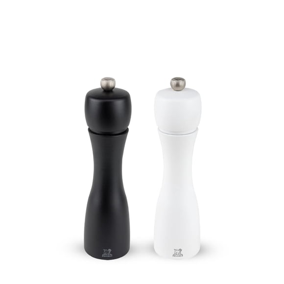 Peugeot 24277 Tahiti Black Matte Pepper Mill and White Matte Salt Mill Set 8 Inch