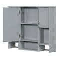 thumbnail image 6 of DEALTOPS Stylish Wall Mounted Bathroom Mirror Cabinet with Open Shelves and Towel Racks, Gray, 6 of 7