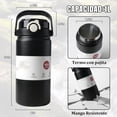 thumbnail image 4 of Botella 1000ml Termo De Acero Inoxidable,Agua Fría (24 horas) o Caliente (12 horas),Botella De Agua Aislada Con Pajita De Silicona A Prueba De Fugas，Para Gimnasio, Deportes Y Oficina (Negro), 4 of 4