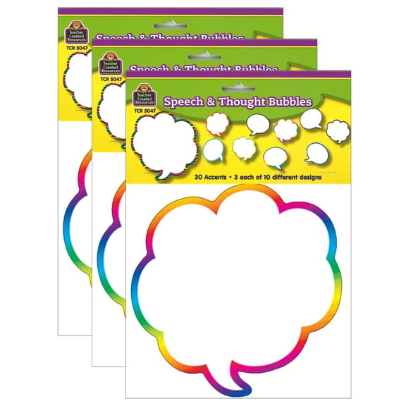 Teacher Created Resources Speech/Thought Bubbles Accents, 30 Per Pack, 3 Packs