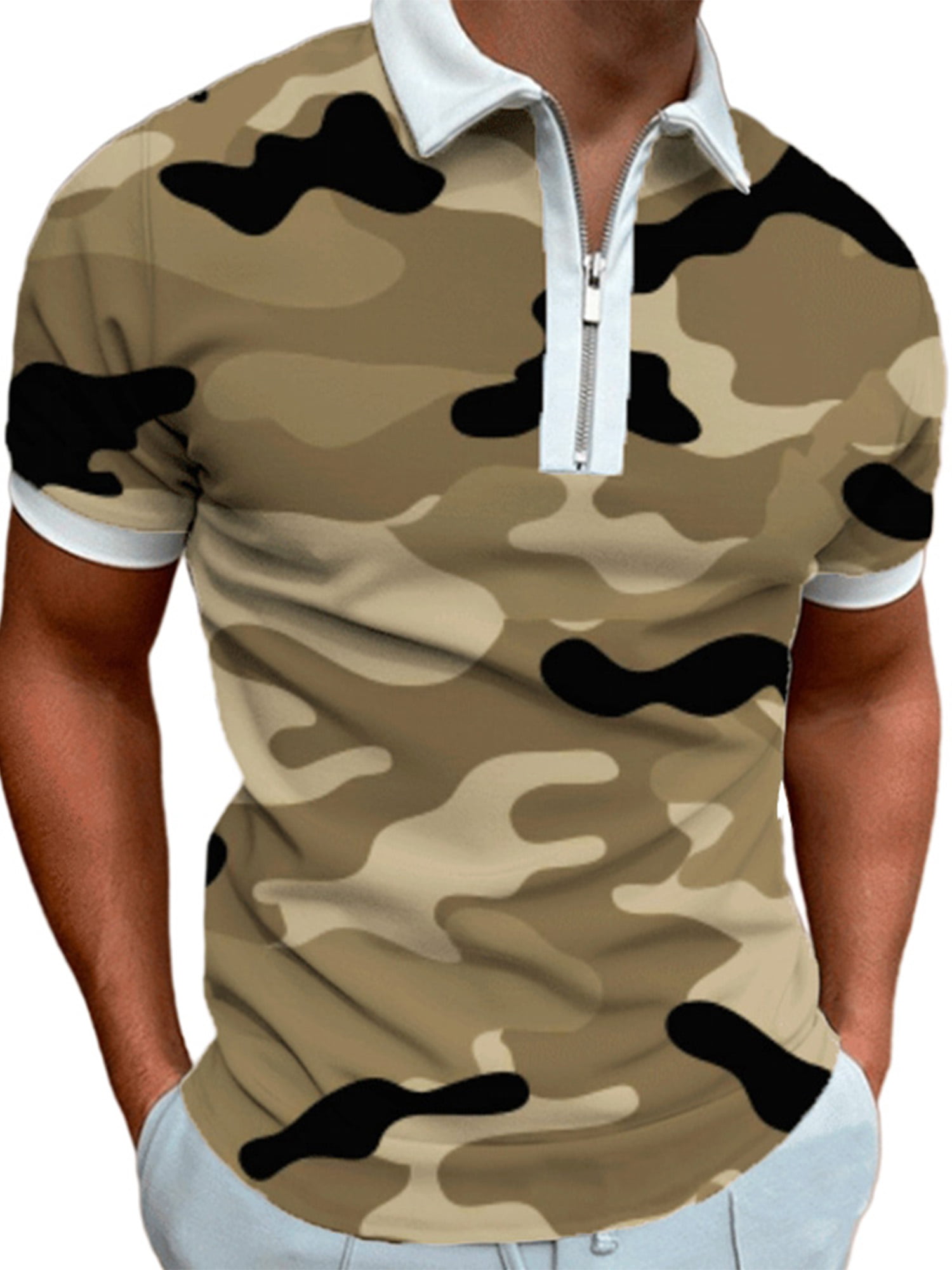 Mens Short Sleeve Camouflage Camo Military T-Shirt Slim Hawaiian Beach Tops Tee