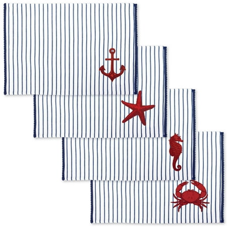 Playmat Set - Homewear Coastal Striped, Stamped Icon, 4 Piece, Placemat Set