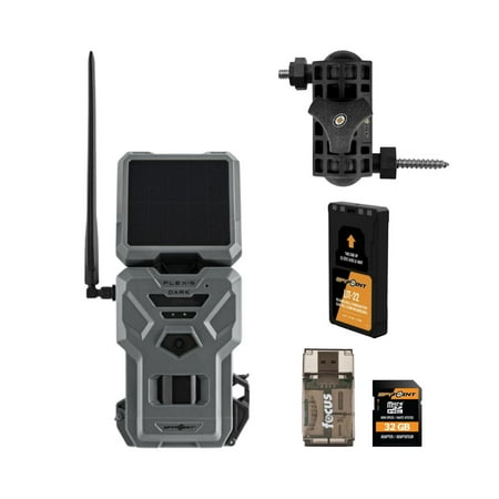 Spypoint Flex-S-Dark Solar Cellular Trail Camera with Mount Arm Lithium Battery 32GB SD Card & Card Reader