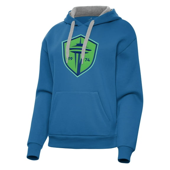 Women's Antigua Blue Seattle Sounders FC Victory Pullover Hoodie