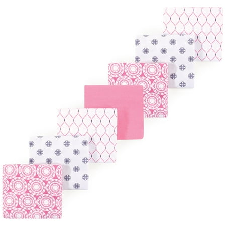Luvable Friends Hudson Baby Flannel Receiving Blankets 7pk, Pink Medallion