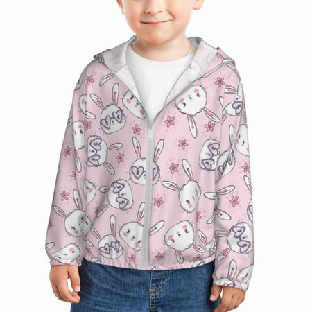 

Gaeub Cute Rabbit Flower Print Athletic Sun Protection Hoodie for Kids Long Sleeve Outdoor UV Shirt Running Fishing Top for Boys Girls-2 Years