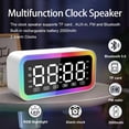 thumbnail image 2 of Big Digital Dual Alarm Clock, Bluetooth Speaker with HIFI Stereo, Compact Clock for Bedroom, Colorful LED Lights, USB Charger, LED Display Digital Alarm Clock for Teens Girls Boys (White), 2 of 6