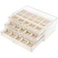 thumbnail image 2 of XISOBO TRANSPARENT JEWELRY BOX WITH 3 DRAWERS ADJUSTABLE JEWELRY BOX VELVET TRAY GRID SIZE, 2 of 7
