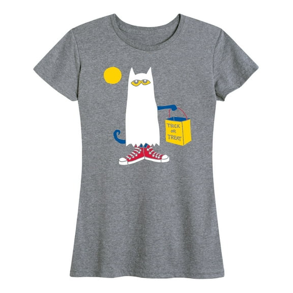 Pete The Cat - Ghost Trick Or Treat Graphic - Women's Short Sleeve Graphic T-Shirt