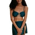 thumbnail image 5 of Hduncf Womens 3 Piece Bikini Set Summer Fashion Clothes Sexy Bandeau Swimsuit High Waist Bathing Suit with Cover Up Skirt Green L, 5 of 8