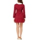 thumbnail image 3 of INSPIRE CHIC Women's Polka Dots Peter Pan Collar Contrast Long Sleeve Shirt Dress L Burgundy, 3 of 7