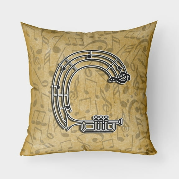 Carolines Treasures CJ2004-CPW1818 Letter C Musical Instrument Alphabet Canvas Fabric Decorative Pillow  18H x18W