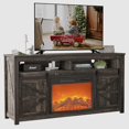 58" Farmhouse TV Stand with Fireplace, Entertainment Center w/Sliding
