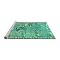 thumbnail image 2 of Ahgly Company Machine Washable Indoor Round Animal Turquoise Blue Traditional Area Rugs, 8' Round, 2 of 4